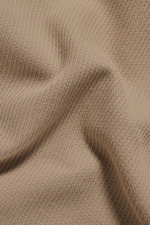 Textured Buttonless Polo Shirt in Stone