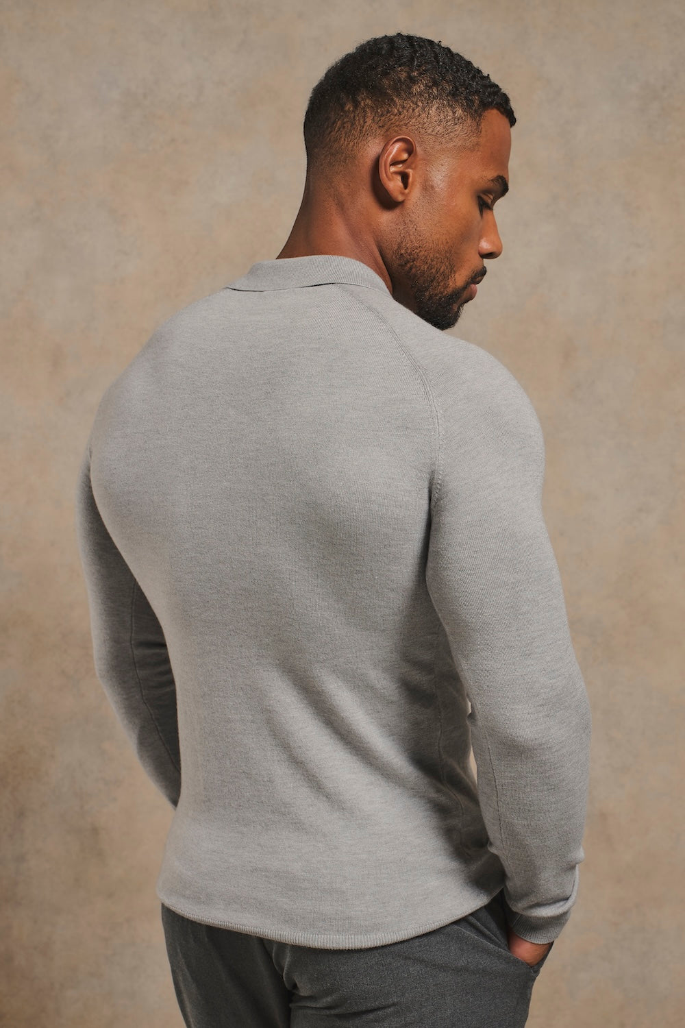 Knitted Polo Shirt in Grey