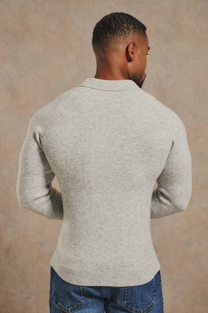 Supersoft Knitted Polo Shirt in Soft Grey