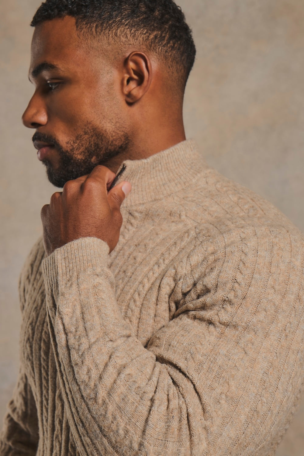 Soft Cable Half Zip Neck Sweater in Sweater