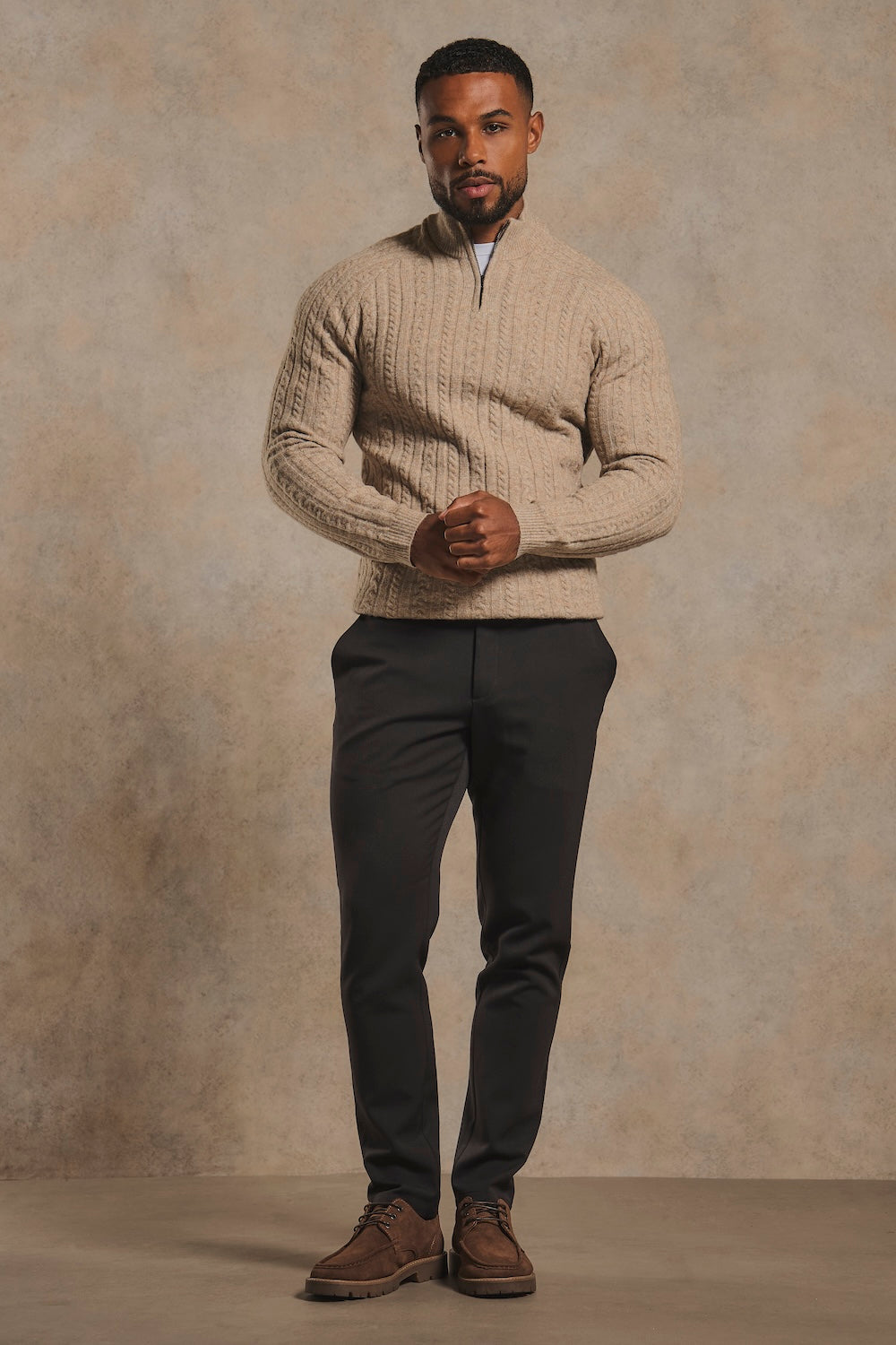 Soft Cable Half Zip Neck Sweater in Sweater