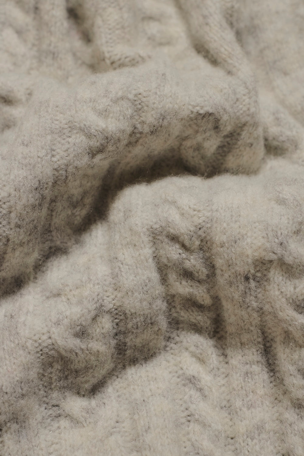 Soft Cable Half Zip Neck Sweater in Soft Grey Marl