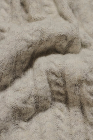 Soft Cable Half Zip Neck Sweater in Soft Grey Marl