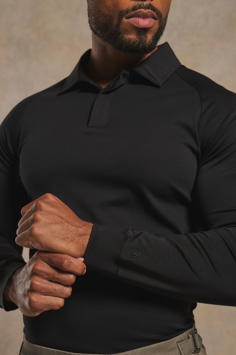 Mercerised Cotton Polo Shirt in Black