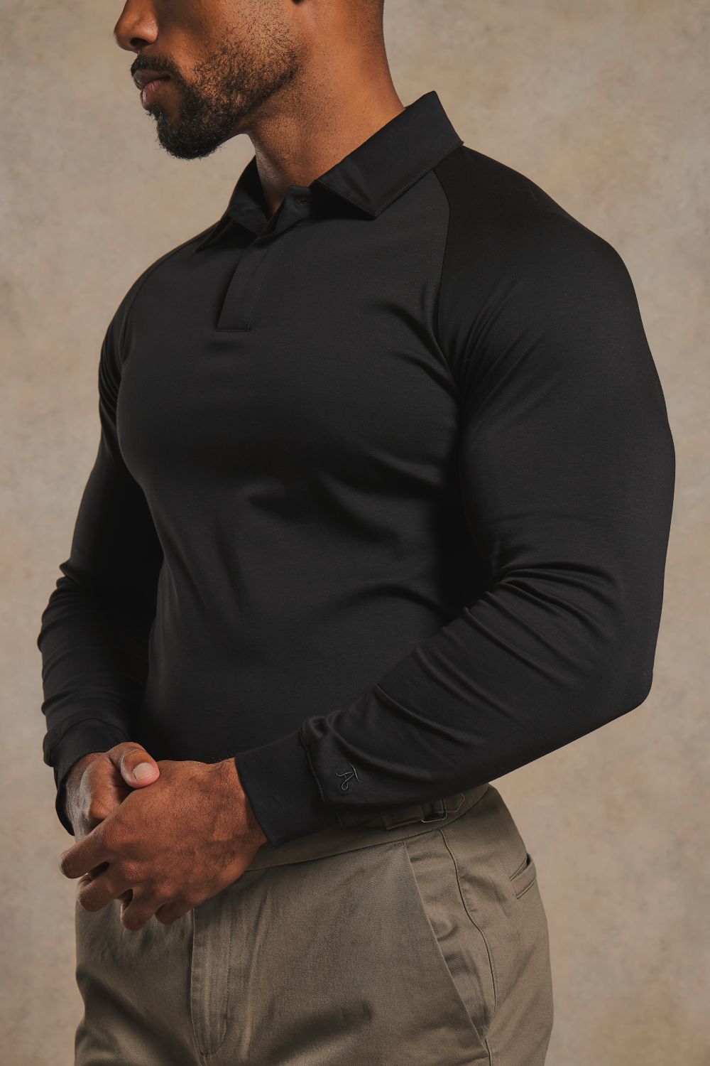 Mercerised Cotton Polo Shirt in Black