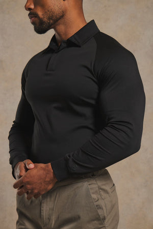 Mercerised Cotton Polo Shirt in Black