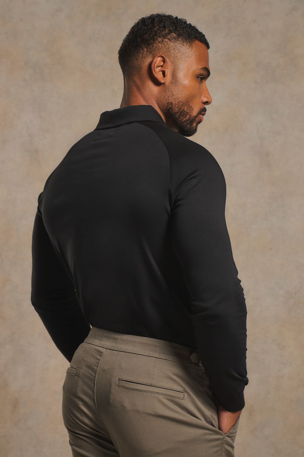 Mercerised Cotton Polo Shirt in Black