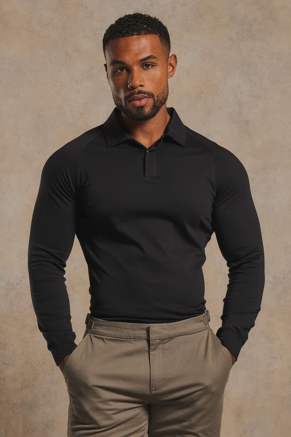 Mercerised Cotton Polo Shirt in Black