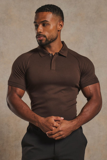 Luxe Smart Polo Shirt in Chocolate