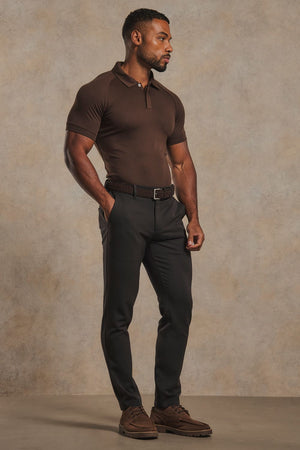 Luxe Smart Polo Shirt in Chocolate