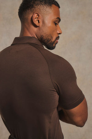 Luxe Smart Polo Shirt in Chocolate
