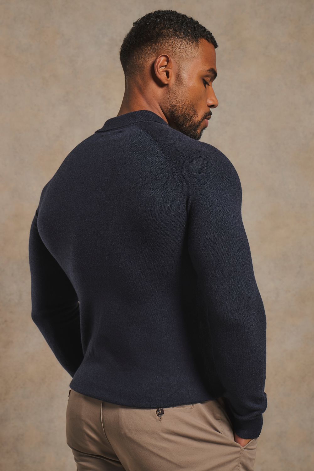 Knitted Polo Shirt in Navy