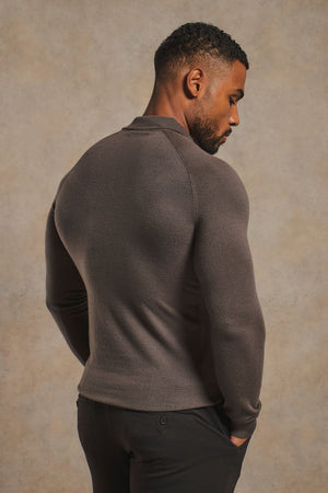 Knitted Polo Shirt in Mocha