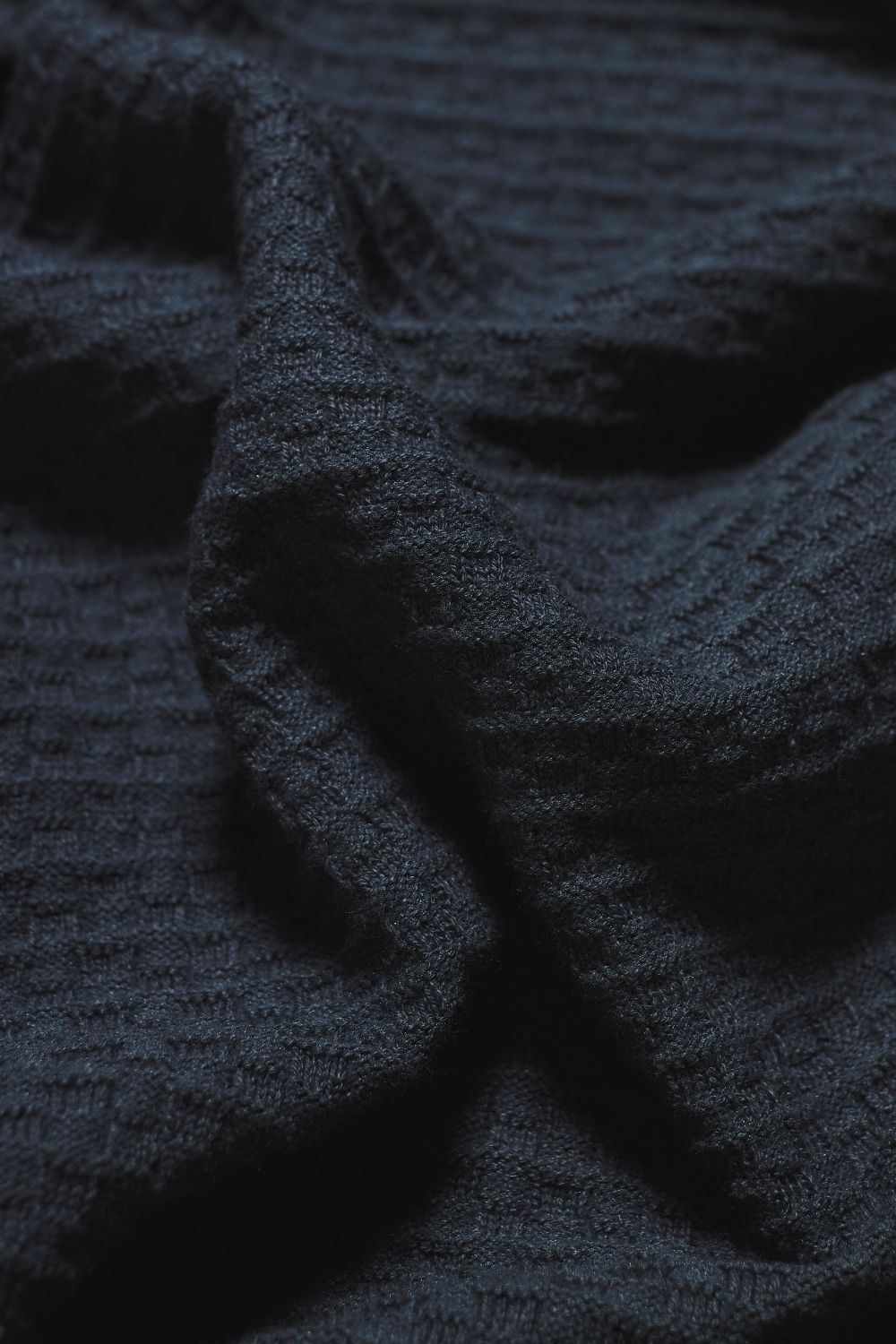 Square Textured Knitted Shirt in Dark Slate