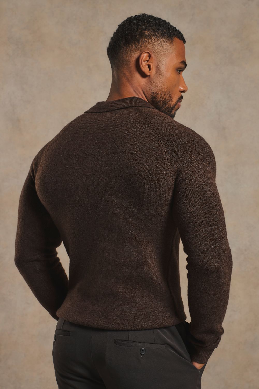 Supersoft Knitted Polo Shirt in Chocolate