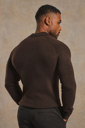 Supersoft Knitted Polo Shirt in Chocolate