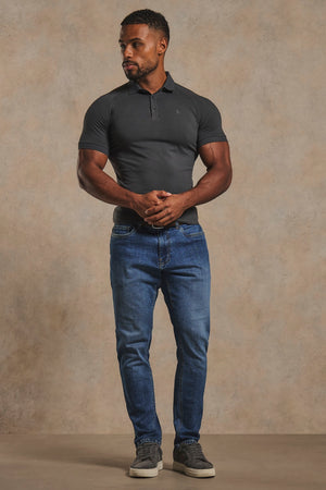 Athletic Fit Signature Polo Shirt in Charcoal