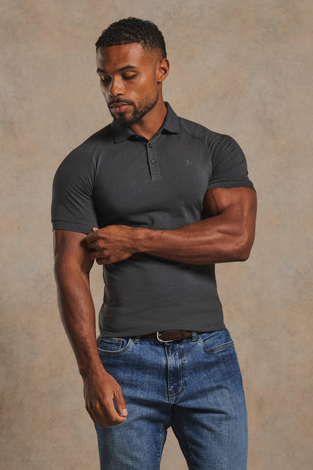 Athletic Fit Signature Polo Shirt in Charcoal