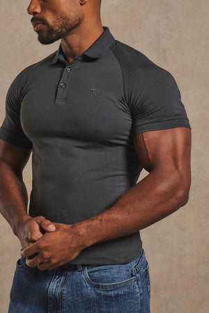 Athletic Fit Signature Polo Shirt in Charcoal