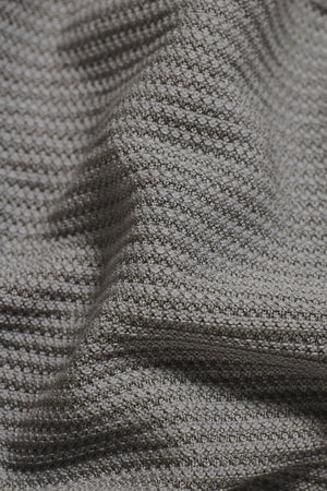 Textured Knitted Open Collar Polo Shirt in Grey