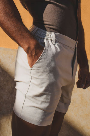 Stretch Smart Linen Blend Short in Stone - TAILORED ATHLETE - USA
