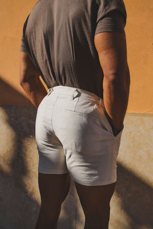 Stretch Smart Linen Blend Short in Stone - TAILORED ATHLETE - USA