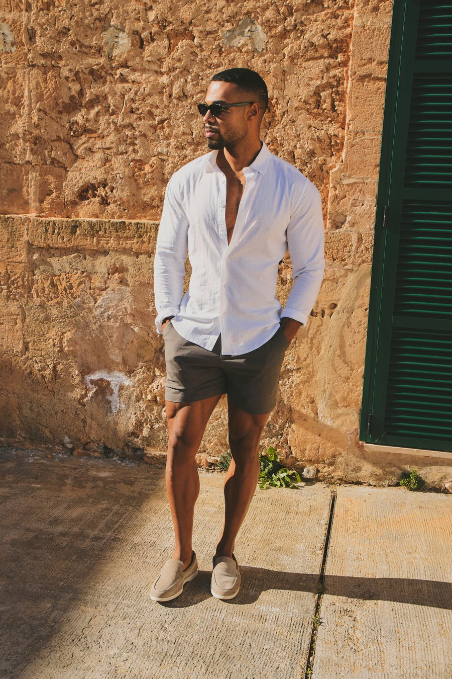 Stretch Smart Linen Blend Short in Mocha - TAILORED ATHLETE - USA