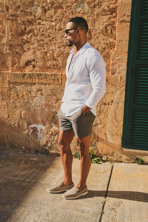 Stretch Smart Linen Blend Short in Mocha - TAILORED ATHLETE - USA