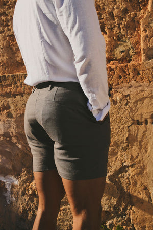 Stretch Smart Linen Blend Short in Mocha - TAILORED ATHLETE - USA