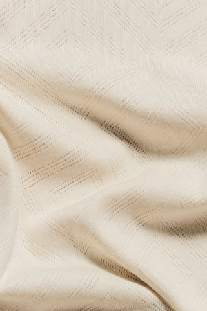 Diamond Jacquard Revere Collar Knitted Shirt in Ecru - TAILORED ATHLETE - USA