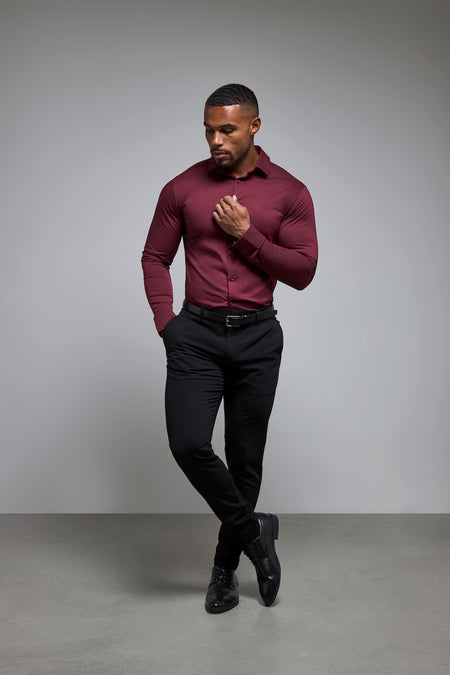 Athletic Fit Dress Shirt in Burgundy - TAILORED ATHLETE - USA