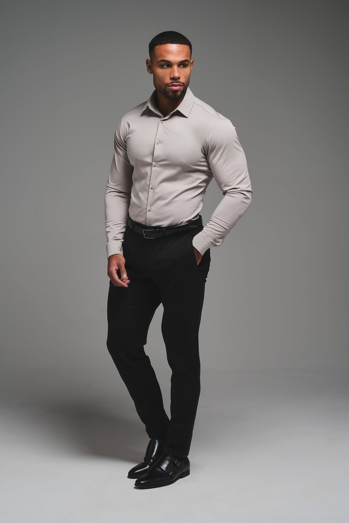 Athletic Fit Dress Shirt in Stone - TAILORED ATHLETE - USA