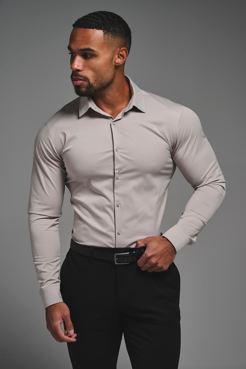 Athletic Fit Dress Shirt in Stone - TAILORED ATHLETE - USA