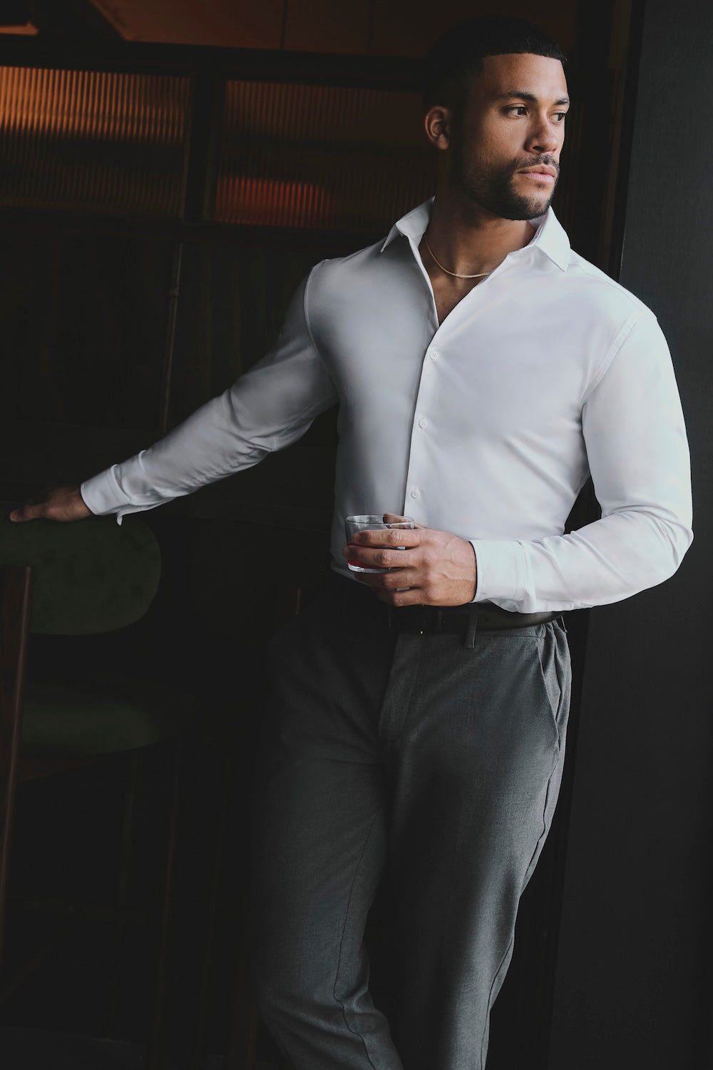 Athletic Fit Dress Shirt in White - TAILORED ATHLETE - USA