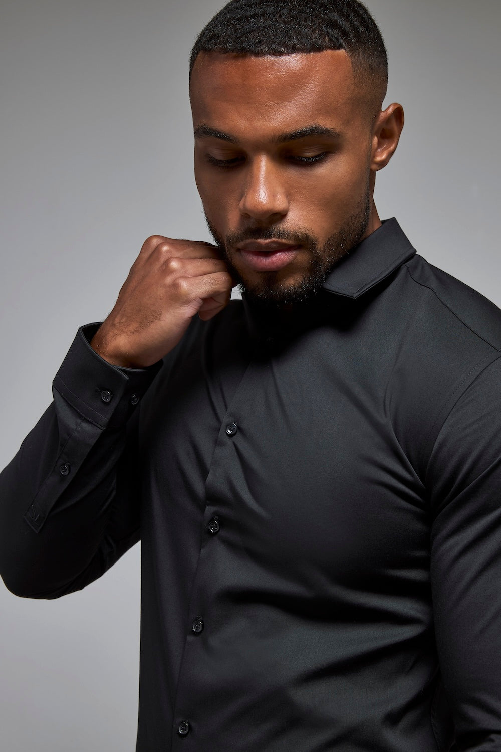 Black Dress Shirt Tailored Fit for Modern Elegance L Black Dress Shirt Tailored Fit for Modern Elegance L