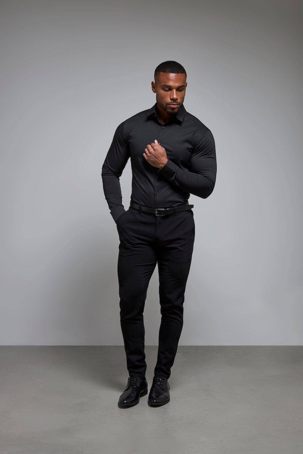 black dress shirt for men Charcoal Twill Natural Stretch Cotton 17 or anytime you want to look fresh Button Down Shirt Men Black