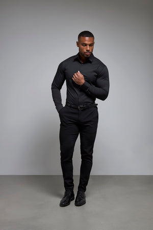 Black Dress Shirt Tailored Fit for Modern Elegance L Black Dress Shirt Tailored Fit for Modern Elegance L