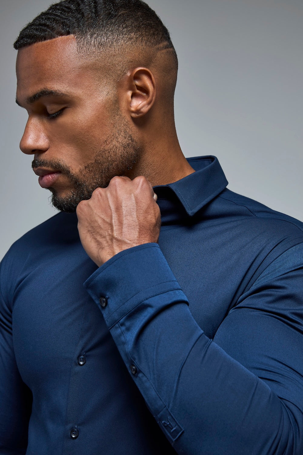 Athletic Fit Dress Shirt in Navy Blue S