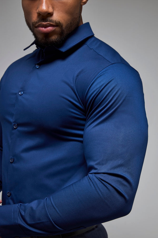 Athletic Fit Dress Shirt in Navy Blue XXL