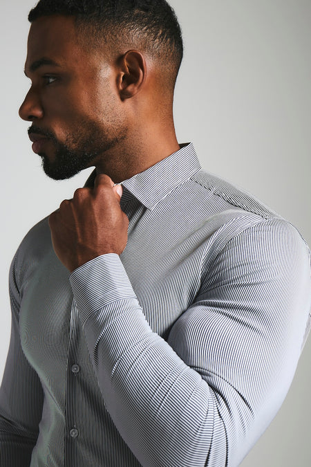 Performance Business Shirt in Navy/White Bengal Stripe