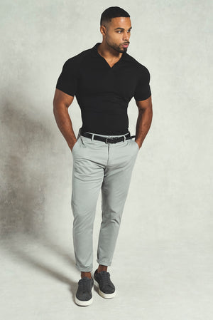 Essential Jersey Buttonless Polo Shirt in Black - TAILORED ATHLETE - USA