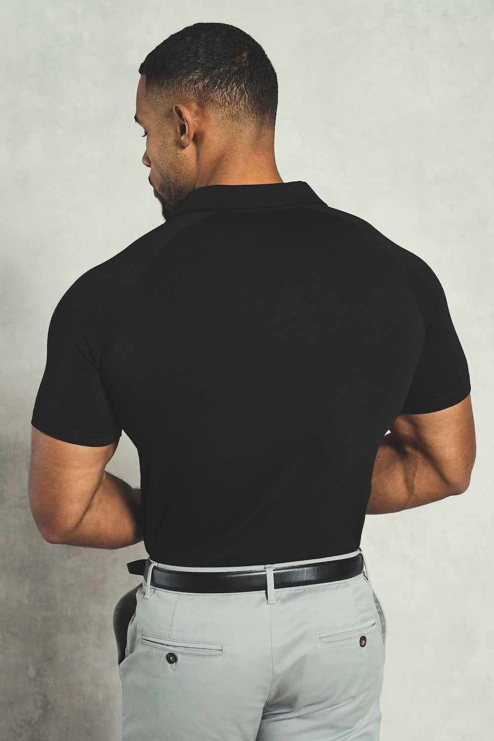 Essential Jersey Buttonless Polo Shirt in Black - TAILORED ATHLETE - USA