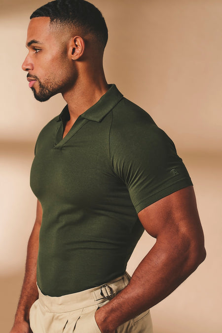 Essential Jersey Buttonless Polo Shirt in Forest Green - TAILORED ATHLETE - USA