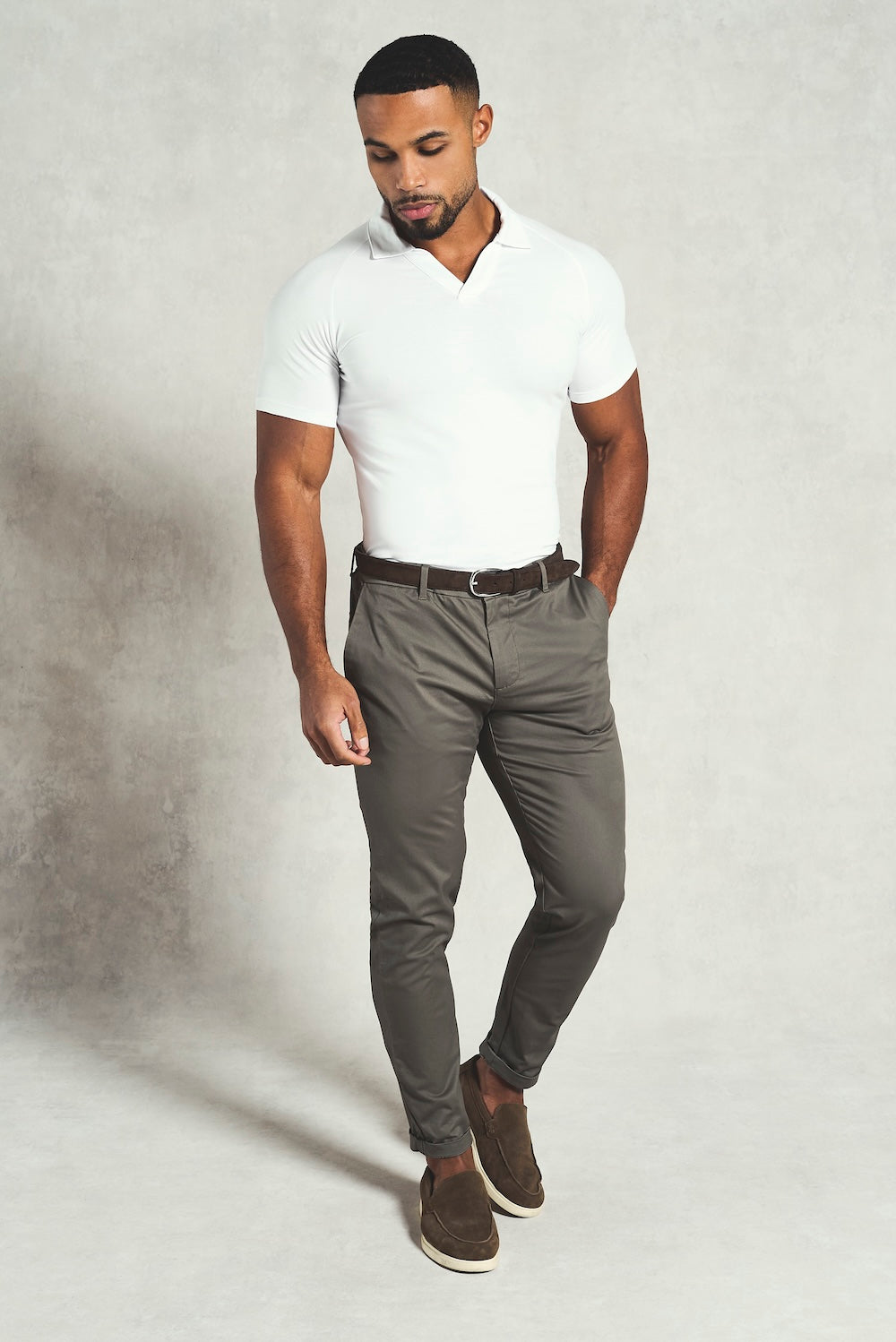 Essential Jersey Buttonless Polo Shirt in White - TAILORED ATHLETE - USA