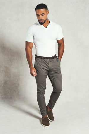 Essential Jersey Buttonless Polo Shirt in White - TAILORED ATHLETE - USA