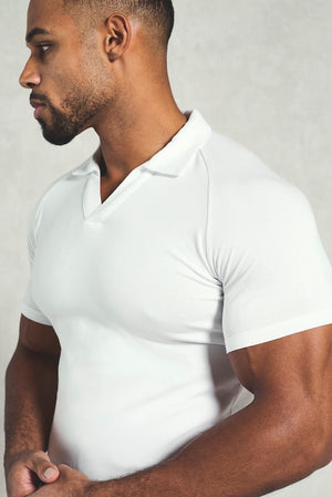 Essential Jersey Buttonless Polo Shirt in White - TAILORED ATHLETE - USA