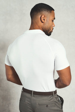 Essential Jersey Buttonless Polo Shirt in White - TAILORED ATHLETE - USA