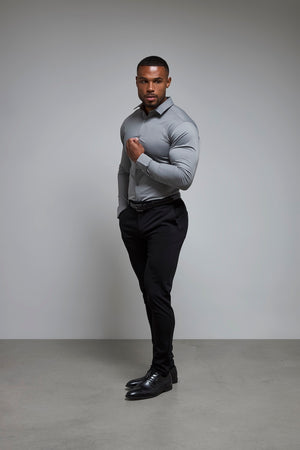 Athletic Fit Dress Shirt in Grey, L