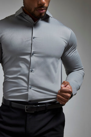 Athletic Fit Dress Shirt in Grey L Athletic Fit Dress Shirt in Grey L