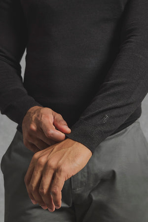 Extra Fine Merino Wool Crew Neck Sweater in Bitter Chocolate - TAILORED ATHLETE - USA